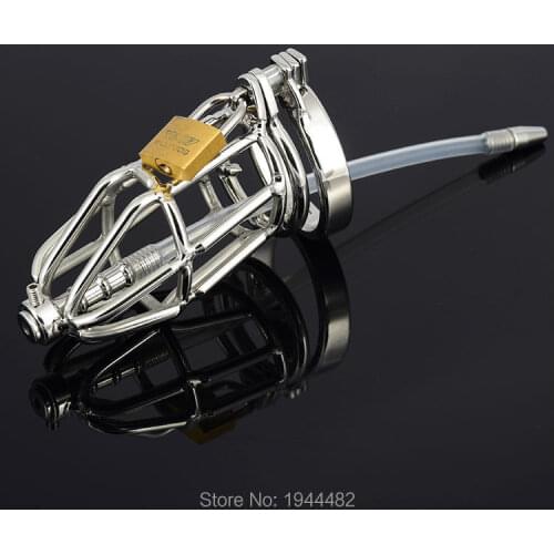 SODANDY Chastity Cage Stainless Steel Male Chastity Belt Bondage Gear Penis Plug Urethral Stretcher Dilator Catheter Sex Toys