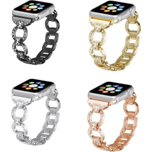 Strap For Apple Watch band se 42/38 40 44 Stainless Steel link Bracelet diamond metal Buckle Strap For iwatch series 6/5 4/3/2/1