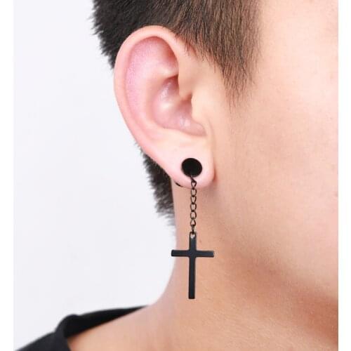 Cross earrings fashion punk earrings stainless steel hipster earrings for men and women
