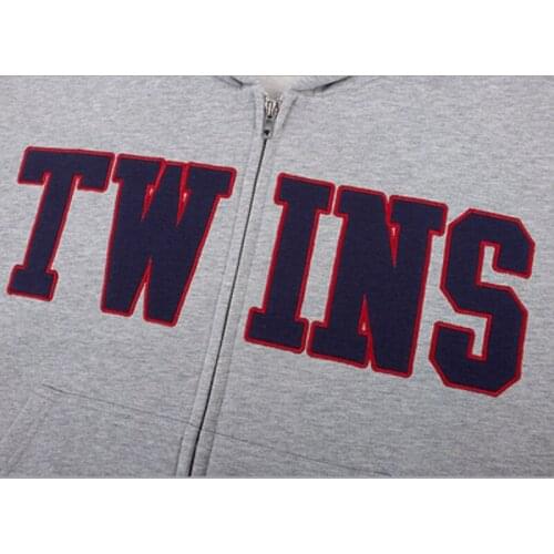 European and American street park sweater warm jacket solid sweatshirt retro gray contrast cotton color letters zipper hooded