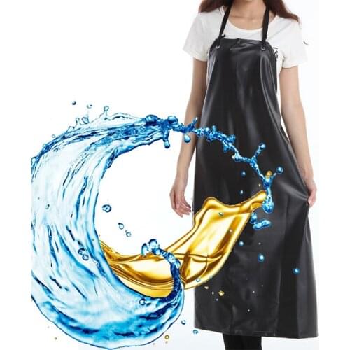 Women Men Cleaning Waterproof Apron PVC Big Black Restaurant Work Butcher Cooking Bib Car Wash Home Housework Apron Anti-oil