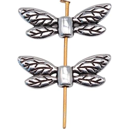 WYSIWYG 20pcs 22x8mm Butterfly Wing Beads For Jewelry Making Butterfly Wing Small Hole Spacer Beads Angel Wing Beads