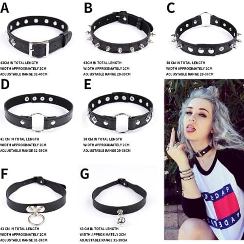 Sexy punk Choker Collar leather choker Bondage cosplay Goth jewelry women gothic necklace Harajuku accessories Spike Rivet porn