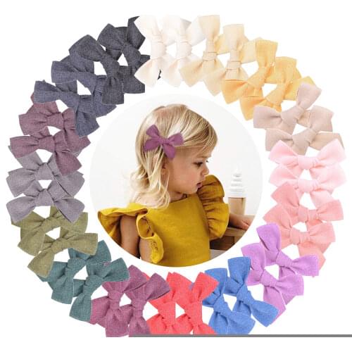 1pair/lot Baby Solid Bowknot Hair Clips For Cute Girls Cotton Hairpin Boutique Barrettes Safety Headwear Kids Hair Accessories