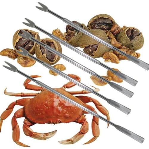 1PC 16.5cm Multi-function Stainless Steel Mini Crowbar Lobster Crab Needle Walnut Needle Fruit Crab Forks Kitchen Seafood Tools