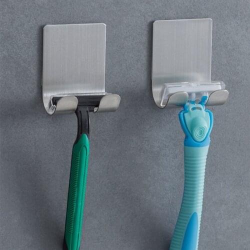 1pc Hand Free Razor Holder Bathroom Multifunctional Paste Wall Type Devices Storage Hook Shelf Household Daily Small Accessories