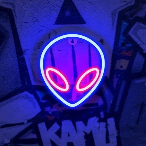 1Pc LED Alien Neon Wall Sign Cool Light Decor Accessories Party Holiday Pub Art Blue Pink Warm White Bar Decoration Xmas Bedroom