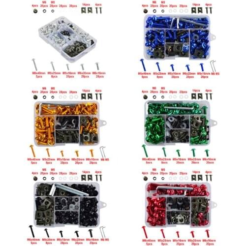 177 Pcs/Set CNC Alloy M6 M5 Fairing Bolts Kit Bodywork Screws Nut For Motorcycle 6 Colors Motorbike Accessories