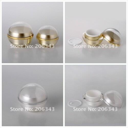 30G gold/pearl white acrylic ball shape cream jar for day cream/night cream/essence/moisturizer/gel/capsule packing plastic jar