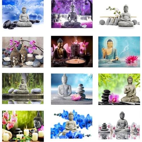 5D DIY Full Square Rhinestone Embroidery Icon Zen Art Diamond Painting Religious Buddha Cross Stitch Kit Mosaic Home Decoration