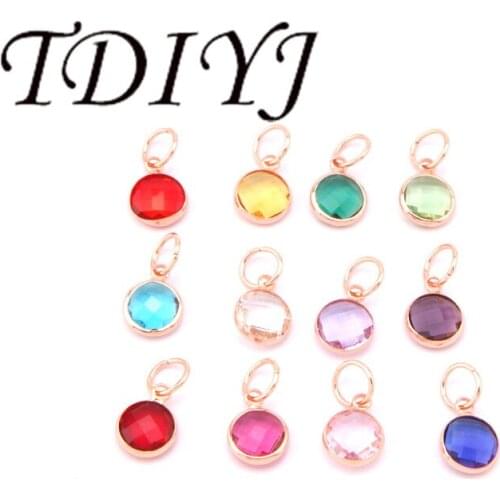 TDIYJ 60pcs Hot Sale 12 Colors Mixed Glass Birthstone Glass Charms fit for Expandable Bracelets for Women