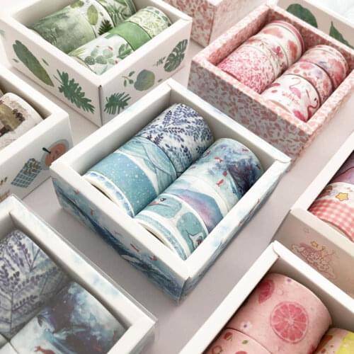 8 Roll/set Kawaii Cartoon Washi Tape Cute Pink Flower Stationery Stickers Masking Tapes Diary Scrapbooking DIY Decoration