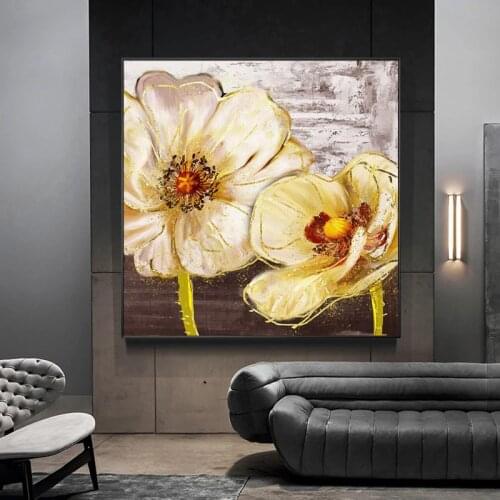 Abstract Golden Flowers Picture Canvas Painting Modern Poster and Print Wall Picture for Living Room Home Decor Cuadros No Frame