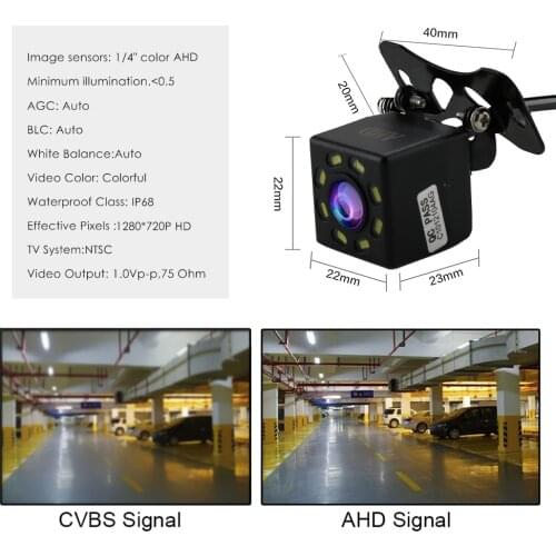AHD 1280*720P Car Reverse backup Camera 170 Degree Night Vision HD Vehicle RearView Camera For all cars with 6 meter wires