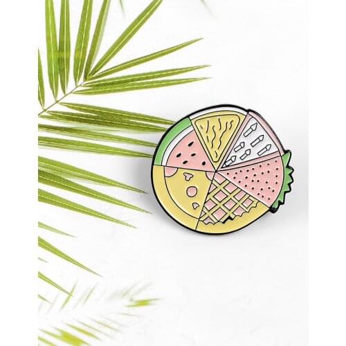 Fashion Cartoon Design Multi-flavor Cute Shape Pizza Cake Alloy Drip Oil Brooch Ins Tide Personality Wild Clothing Badge Jewelry