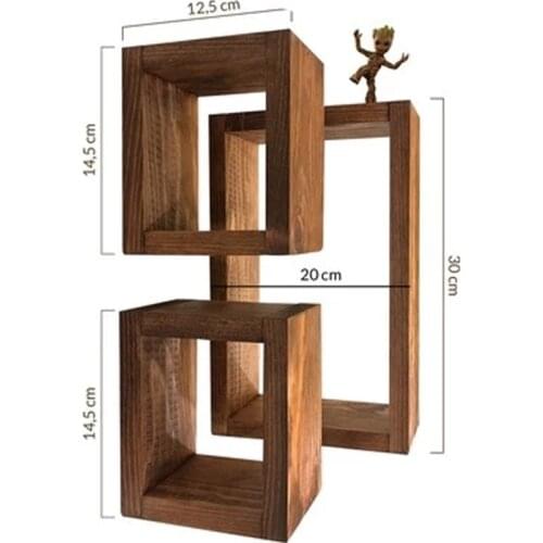 Wooden Rectangle Wall Rack Walnut Small pcs set