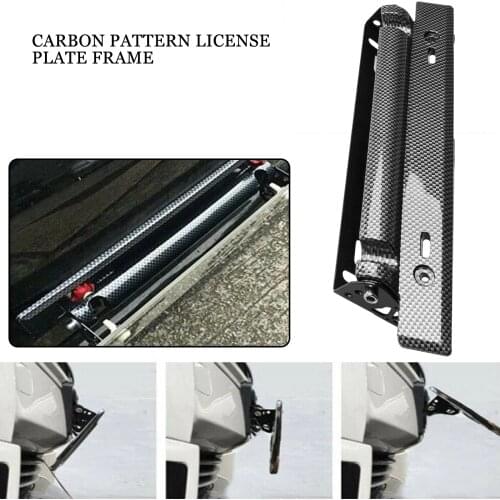 Carbon Pattern Car Front Rear Number License Plate Holder Mounting Bumper Frame Relocate Bracket Adjustable Exterior Accessories