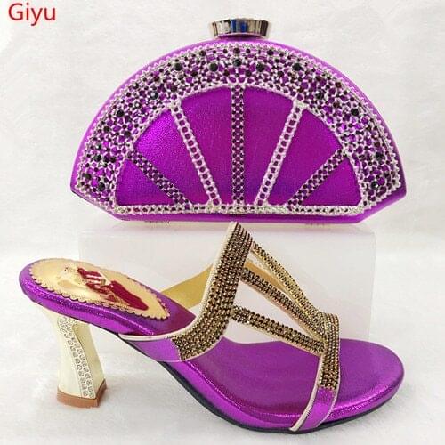 Doershow wonderful Matching Women Shoe and Bag Set Decorated with Nigerian Shoes and Bag Set Italy Shoes and Bag set!SKN1-4