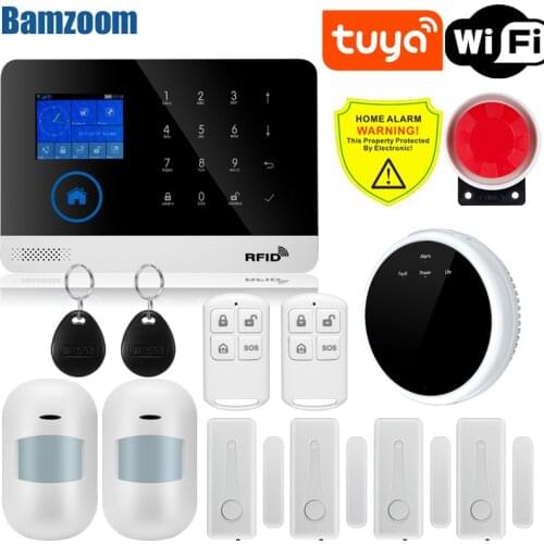 W2B TFT Screen WIFI GSM Home Burglar Security Alarm System Wire Motion Detector APP Control Fire Smoke Detector Alarm