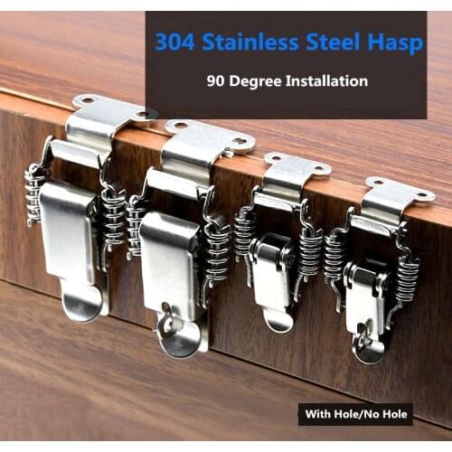 90 Degree Hasp Stainless Steel 304 Double Spring Loaded Suitcase Chest Tool Box Locking Toggle Latch Hasp Lock Hardware Buckle