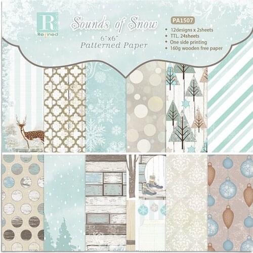 24 sheet Winter Snow Scrapbooking background paper 6 inch pattern paper material for DIY photo album scrapbook junk journal