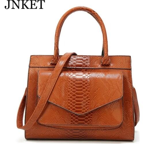 JNKET New Retro Women Serpentine Pattern Handbag PU Leather Shoulder Bag Casual Crossbody Bags Large Capacity Message Bag