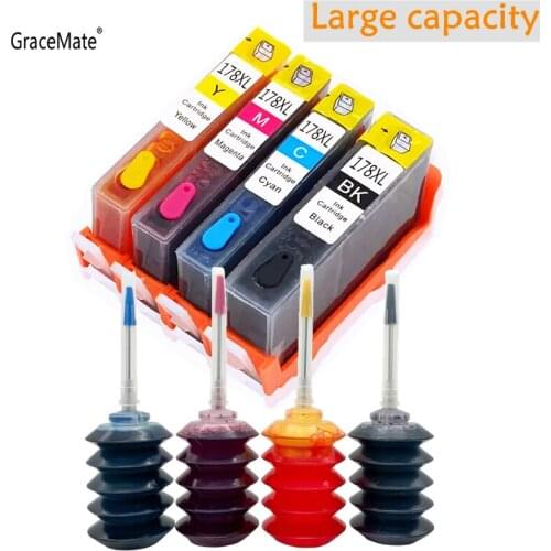 GraceMate Refillable Cartridge Replacement for printer hp 178 178XL ink for HP 5510 5515 6510 7510 B109a B109n B110a printer