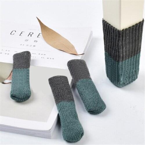 4 Piece Set Lovely Solid Color Cat Paw Cotton Table Chair Foot Leg Knitted Cover Protector Socks Sleeve Protector