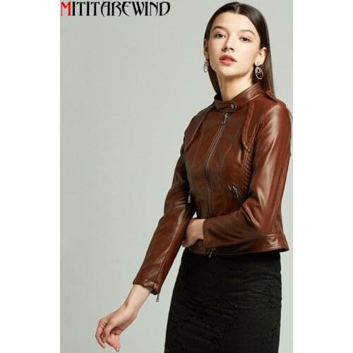 Short Style PU Leather Jacket Women Motorcycle Leather Coat Femme Spring Autumn Slim Fit Female Jacket Fashion Epaulet Outerwear