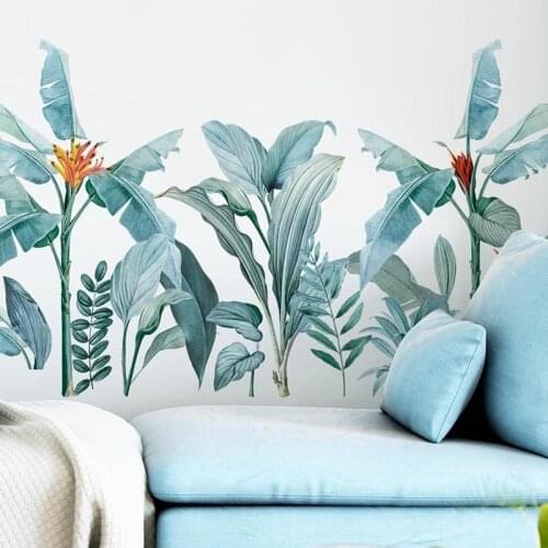 Creative Inkjet Wall Stickers Natural Tropical Vegetation Series Home Background Self-adhesive Wall Stickers