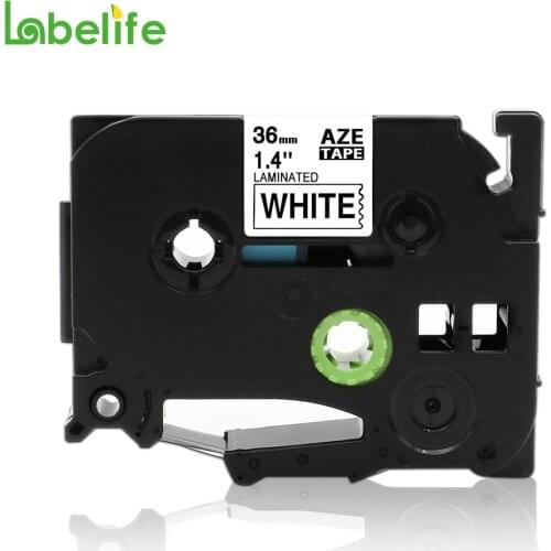 Labelife TZe-261 Black on White 36mm Compatible Brother P-touch Laminated Label Tape 1-1/2" TZ-261 TZe261 TZ261
