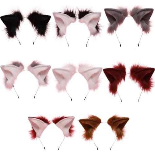 Lolita Plush Hair Hoop Cat Ears Headwear Furry Hairband Cute Headpiece Anime Kitty Fancy Dress Cosplay Accessories