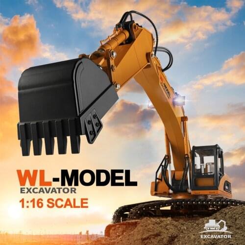 WLtoys XKS 16800 1:16 Electric Remote Control Excavator Toy Truck RC Construction Tractor Light Sound Non-toxic Smoke RC Car Toy