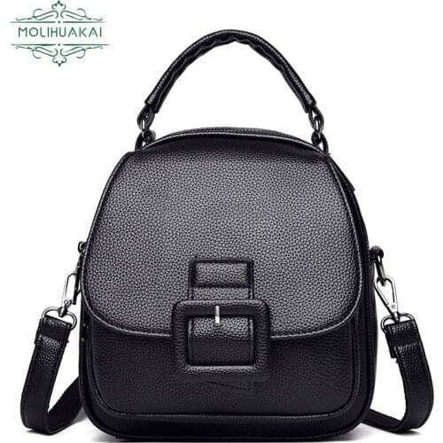 MoLiHuaKai2021 New Series PU Leather Mini Soft Leather Small Backpack Ladies Simple Designer Design Trend Fashion Girl Backpack