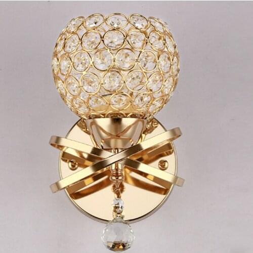E27 Wall Crystal Wall Light Simple And Creative Bedroom Bedside Wall Lamp Crystal Lights Gold/Sliver For Home Ligting