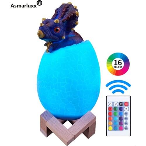 Triceratops Egg Dinosaur Night Light 16 Colors 3D Lamp for Children Gift USB Remote Control / Touch / Pat Night Light Dropship