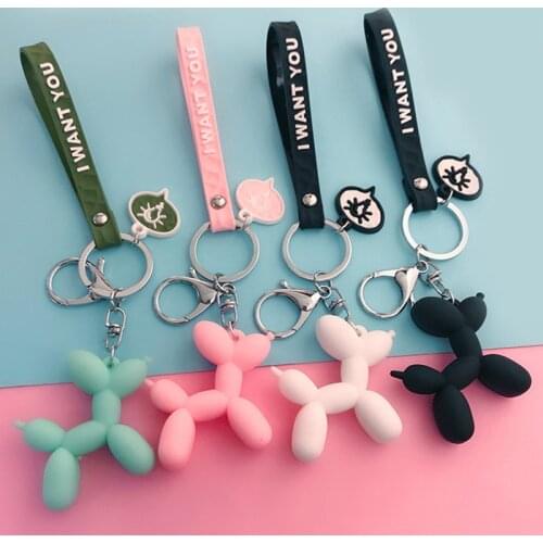 New Fashion Stereo Cute Balloon Dog Keychain Key ring Creative Cartoon Mobile Phone Bag Car Pendant Fun Keychain