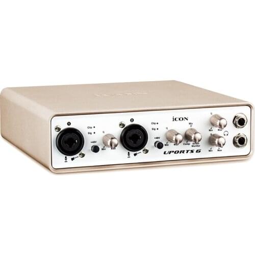 Original ICON Uports 6 external Sound card 24-Bit 96/192KHz 4-In/2-Out USB Recording Interface full duplex for Microphone