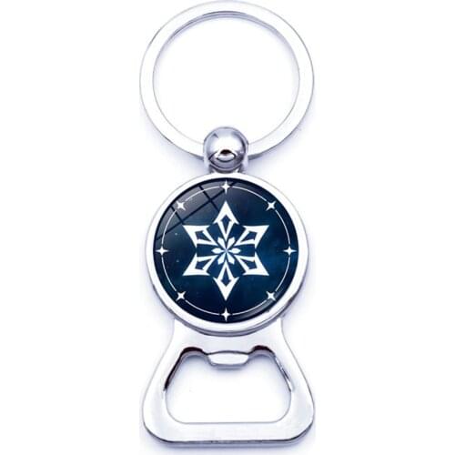 Bottle Opener Keychain Accessories Element Game Eye of God Water Wind Thunder Ice Key Chain Ring for Men Genshin Impact Keychain