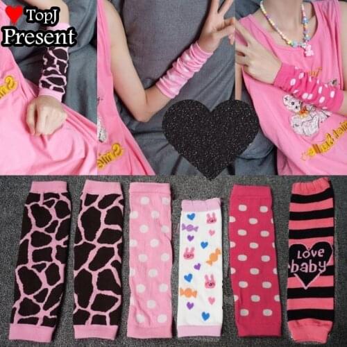 Girl Women sweet lolita Gothic Fingerless Gloves Cuff Women Men Ninja Sport Outdoor Elbow Length Mittens Cute Stretch Arm Warmer