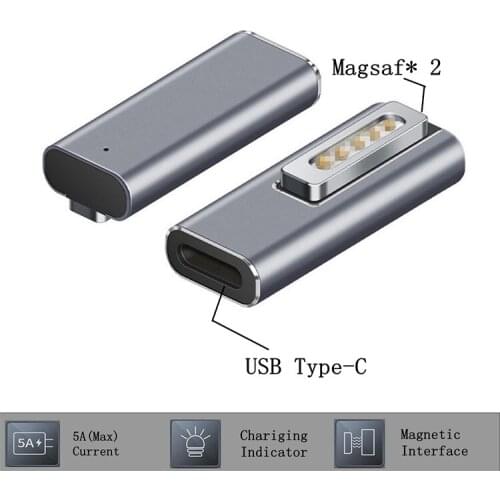 USB C to Magsaf* 2 Converter Adapter For Apple MAC Notebook Type-C Female to Magnetic male Laptop Conversion plug