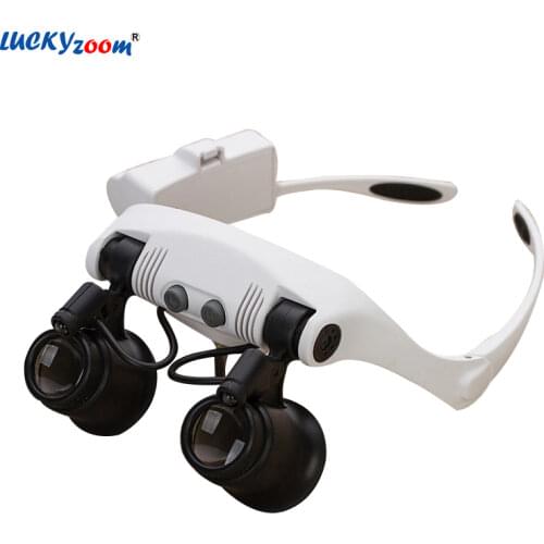 Headband Glasses Magnifier With LED Illuminated Magnifier Magnifying Glasses 10X 15X 20X 25X Magnifying Glasses Watch Repair