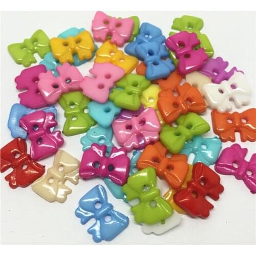 1000pcs/lot 14x11mm Baby Cartoon Bow Buttons Plastic Sewing 2 Holes Butterfly Tie Button Embesllishments