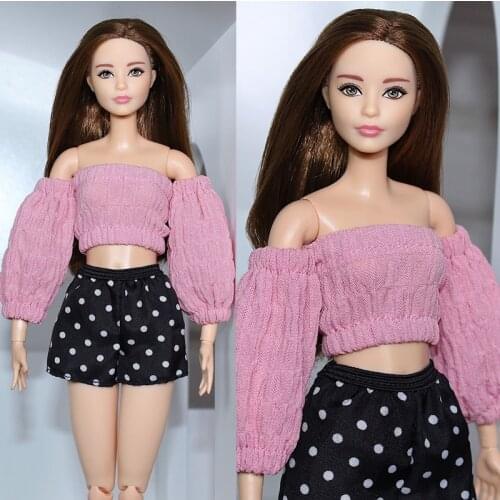 Pink top + black shorts / princess clothes set clothing outfit For 1/6 BJD Xinyi FR ST Barbie Doll / doll clothes
