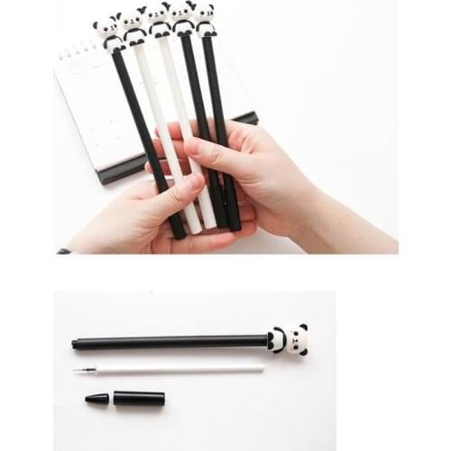 2pcs Cut Panda Gel Pen Ballpoint 0.5mm Black Ink Pens for Writing Kawaii Novelty Kids Gift Office School EB961
