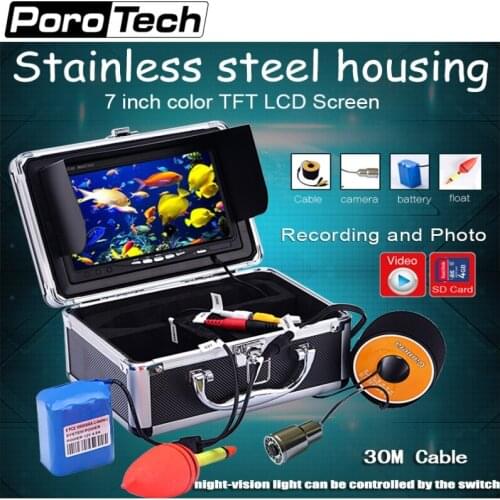 SY703 30M Fish Finder Underwater Fishing Camera 7'' 1000TVL HD Waterproof Video Underwater Camera 12pcs white leds ICE Fishing
