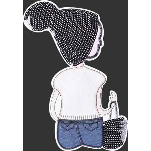 Hat Girl Patch Christmas Gift For Winter Coat Fashion Girl DIY Heat Transfer Patch Washable Appliqued Jean Decoration