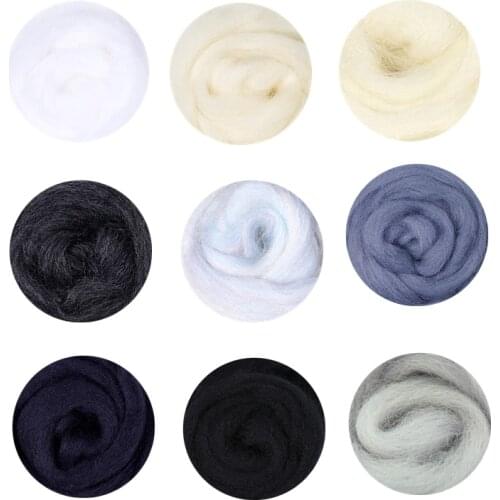 66S Basic Color Series Wool Fibre for Needle Felting Wet Felting Wool Felting Handmade Spinning DIY Craft Materials
