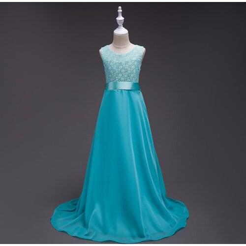 Girl Chiffon Long Dresses Girl Lace Princess Tube Top Dresses Flower Girl Dresses
