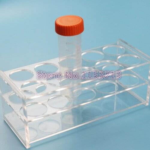 50ml * 10-holes Rectangle transparent type Plexiglass Centrifuge tube rack organic glass Test tube stand 10 vents Diameter 30mm